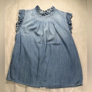 Frame Denim Joanie Sleeveless Blouse with Ruffles